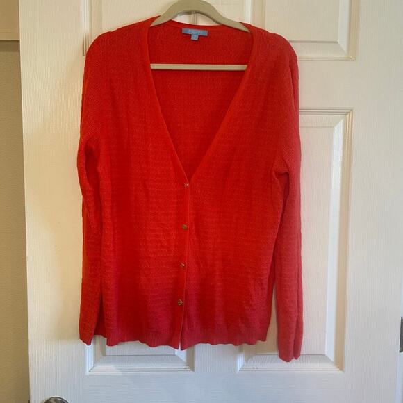 DRAPER JAMES Coral Gold Buttons Stitch Cardigan 1X *missing last button* - Picture 2 of 14